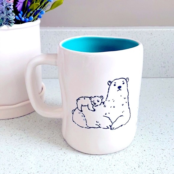 ❗️RAE DUNN MAMA BEAR DUAL SIDED TIFFANY BLUE MODERN FARMHOUSE HOLIDAY MUG - Picture 3 of 7